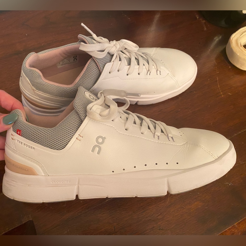 On Running Women's White Sneaker with Light Pink Accents